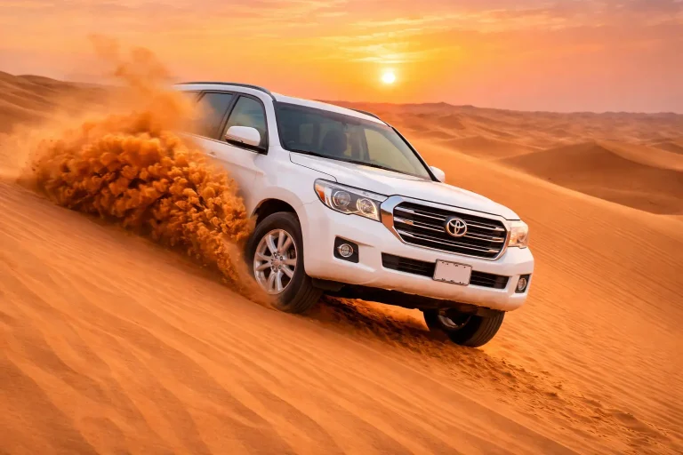Red dune desert safari Dubai 4x4 dune bashing at sunset