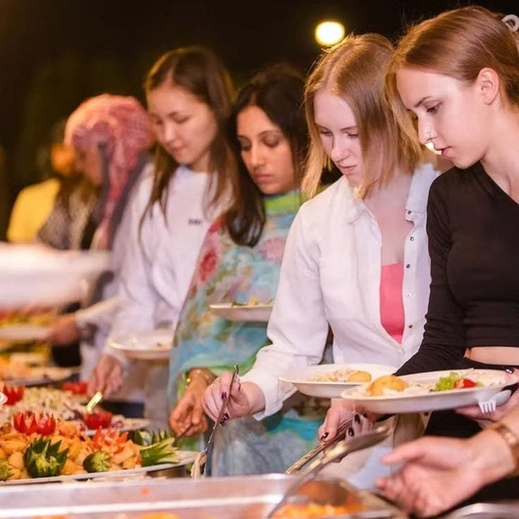 Live BBQ buffet is part of every evening seat; dinner extra fine print is how ch