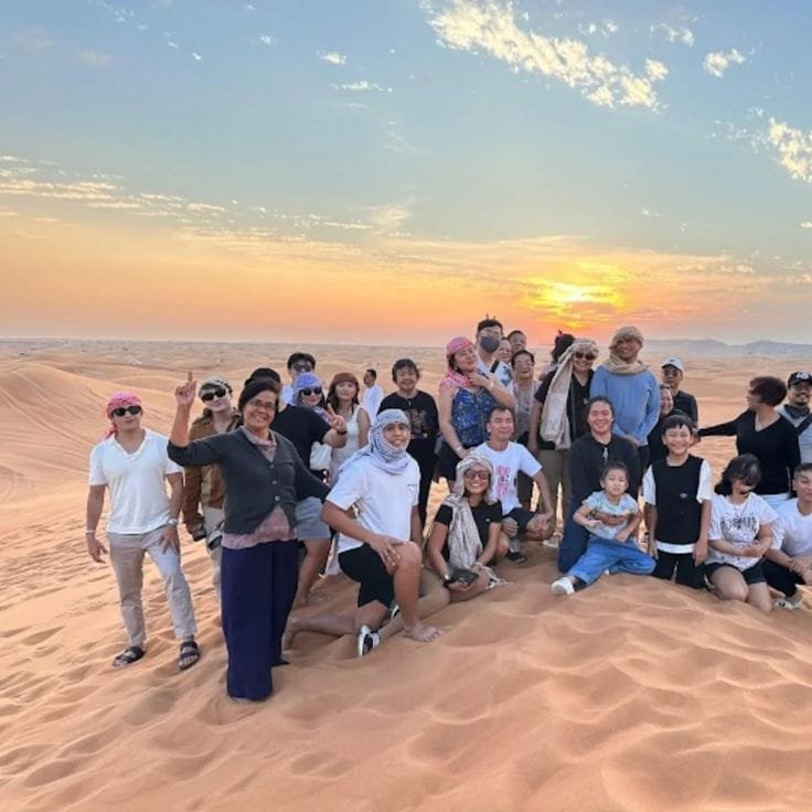 Evening desert safari Dubai sunset over the dunes