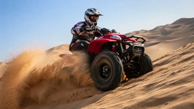 Quad bike ATV ready for desert adventure at a safari