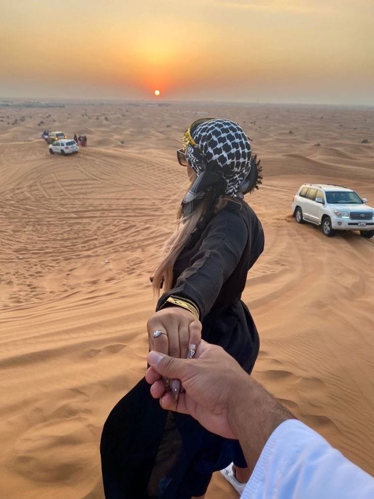 Sunset moment on direct booked Abu Dhabi desert safari
