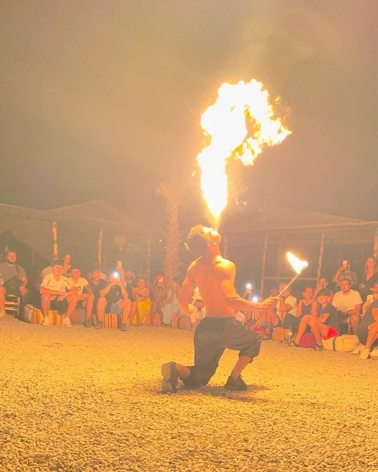 Fire show finale at the evening desert safari