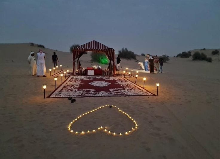 Night sky over the Bedouin desert camp in the Al Khatim desert Abu Dhabi