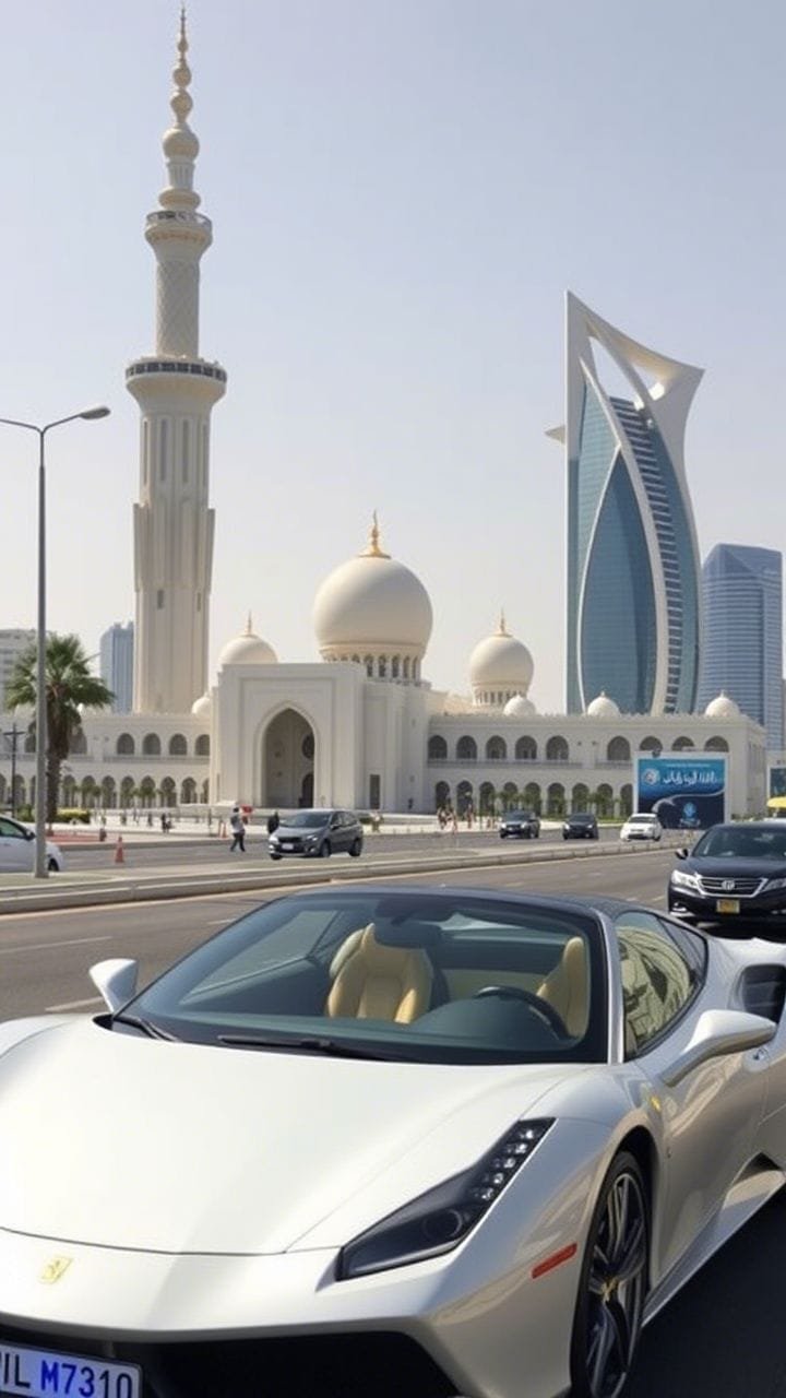 Sheikh Zayed Grand Mosque with Luxury Car — Abu Dhabi City Tour
