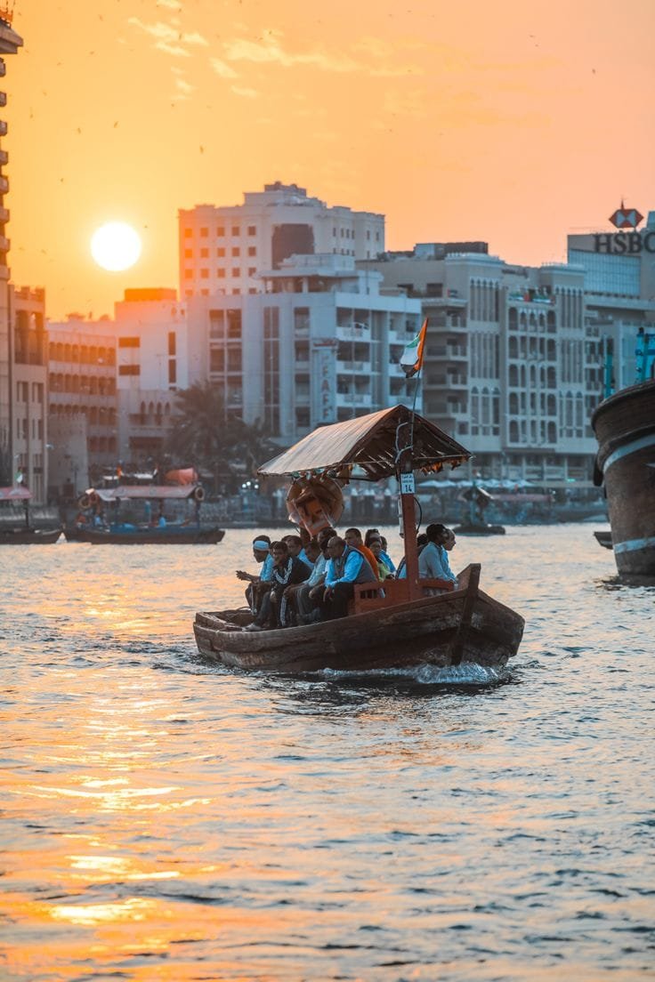 An abra water taxi crossing Dubai Creek