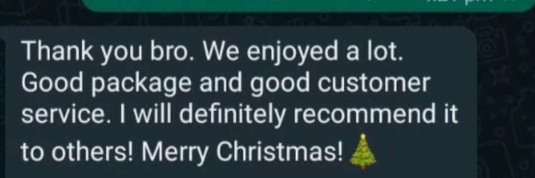Real WhatsApp message from an Abu Dhabi desert safari guest: would recommend