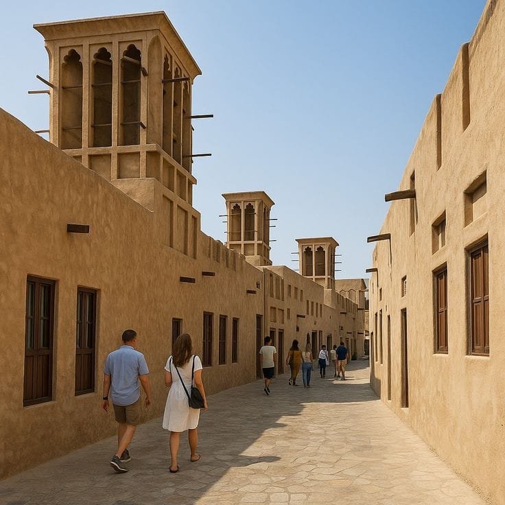 Narrow sandy alley in Al Fahidi historical district Dubai