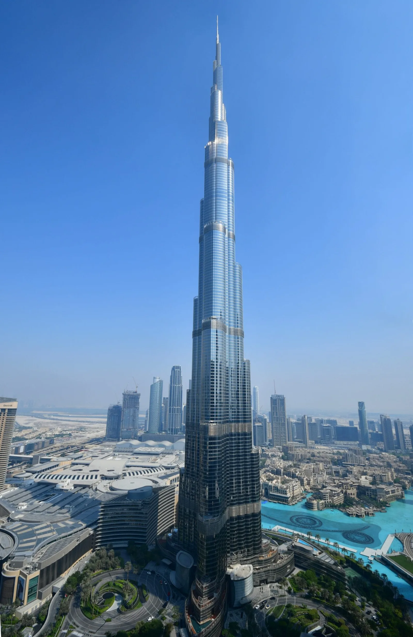 Burj Khalifa towering over Downtown Dubai on a private day trip from Abu Dhabi